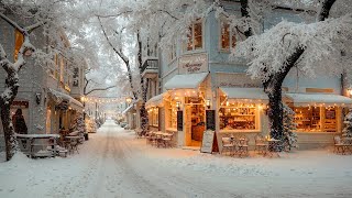 Gentle Morning Jazz ❄️Snowy Day Coffee Shop in a Peaceful Town | Sweet Winter Jazz to Ease Your Mind