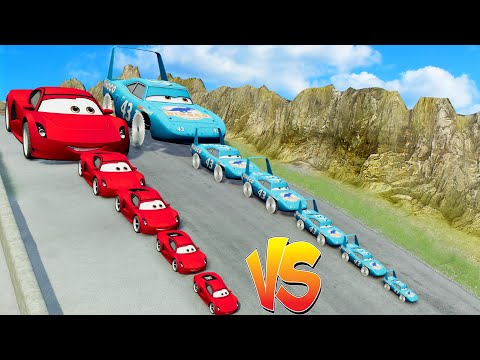 Big & Small Giovanni vs Big & Small King Dinoco with Small Saw Wheels vs DOWN OF DEATH BeamNG.drive