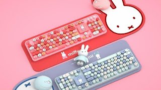 Miffy X MIPOW Wireless Keyboard And Mouse Combo with Large Mouse Pad 2.4 Ghz Full 104 Keys Keyboard