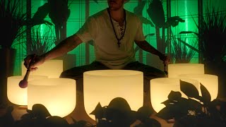 SLEEP TIME  🌧️ Rainforest Sound Bath 🌧️   Music for Bed with Crystal Singing Bowls and Heavy Rain