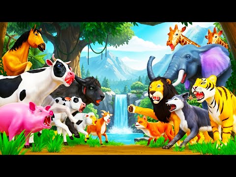 Farm Animals vs Wild Animals in a Fierce Forest Food Fight | Wildlife Battle
