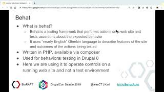 DrupalCon Seattle 2019: Using Behat as a Webapp Automation Tool