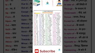 📚 100 MOST IMPORTANT PREPOSITIONS in English with Hindi Meaning | SmartStudyTips