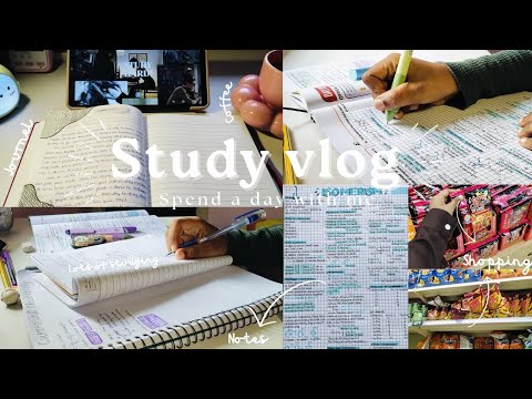 STUDY VLOG🐻✨️| whole day,lots of studying,shopping,cofee,note taking,journeling 📚🤎|ShehalaKhalid|
