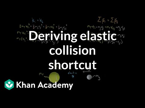 Deriving the shortcut to solve elastic collision problems | Physics | Khan Academy