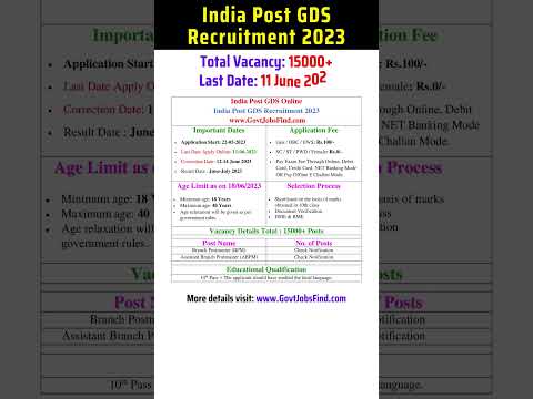 India Post GDS New Vacancy 2023 | India Post GDS Recruitment 2023 #latest #jobnews #jobnotification
