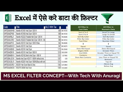Filter Use in MS Excel- All Filter Function in One Video Vookup Kaise Sikhe