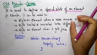 CSS Pseudo Classes | CSS tutorials | Cascading Style Sheets  | Lec-10 |  Bhanu Priya