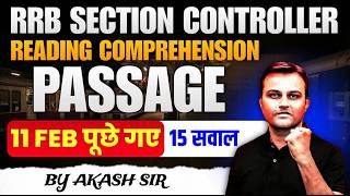 RRB SECTION CONTROLLER | Reading Comprehension Passage | 11 Feb All Shift | Reasoning  | Akash Sir