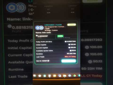 Linkusdc coinbase algo bot, day 9, .0.88% ROI, automated, passive