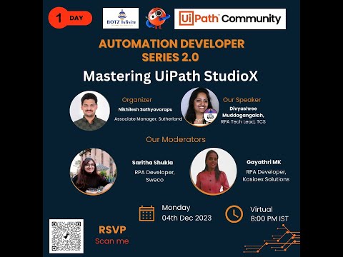 Automation Developer Series 2.0 | Day 1| UiPath StudioX | Women In Automation | Divyashree
