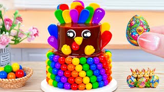 Rainbow Turkey Cake For A Happy Thanksgiving 💗 Easy Tiny Cakes Making In 5 Minutes ✨