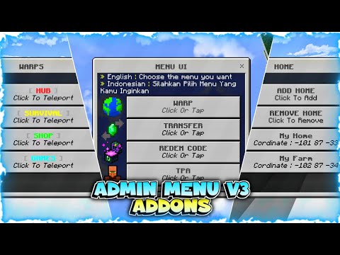 ADMIN MENU ADDONS V3 FOR MINECRAFT PE | MCPE 1.19!!