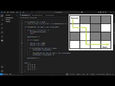 Solution of the rat in a maze problem using python. An algorithm/backtracking problem.