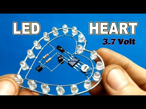 LED Heart Breathing Effect work by 3.7 volt ⫽ using IC NE555 and BC557 PNP Transistor