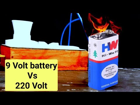 9 Volt battery 🆚 220 Volt Electricity#experiment #entertainment