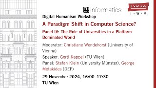 GERTI KAPPEL: The Role of Universities in a Platform Dominated World (Panel IV, Day 2)