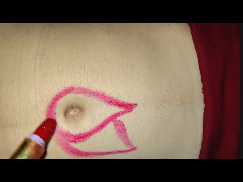 Flower Design on belly for relaxing moment ASMR || belly button play | Naval button play ASMR
