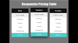 Responsive Pricing Table For Beginners With CSS3 Grid & HTML5