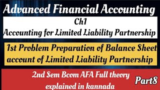 2nd sem bcom Preparation of Balance Sheet account of Limited Liability Partnership 1st problem 4m