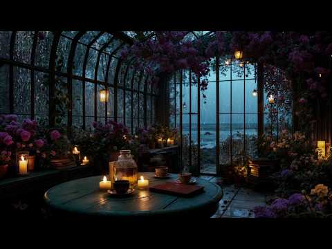 Rainy Flower Garden by the Sea 🌊⚡ Tea Time Ambience for Reading, Writing & Relaxing