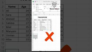 Excel TRANSPOSE Function Made Easy | Flip Rows & Columns Instantly #excelforbeginners #excel