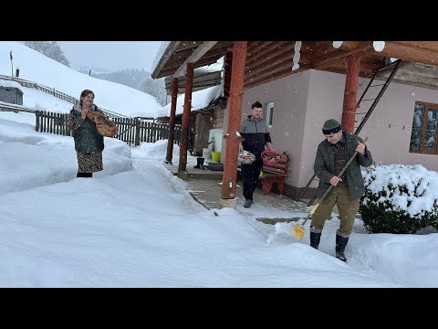 Rural life of a young family among the winter mountains❄️The biggest snow in the Carpathians