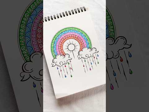 Rainbow mandala 🌦️🌈 #mandala #art #rainbow #youtubeshorts #youtube #drawing