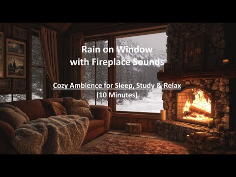 Rain on Window with Fireplace Sounds | Cozy Ambience for Sleep, Study  Relax 10 Minutes #rainsounds