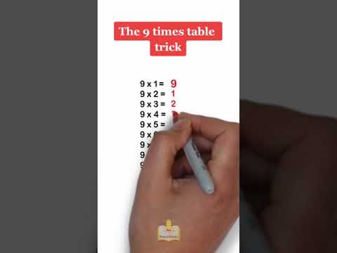 The 9 times table trick 📖✏️ #mathhack #mathtricks #studytips #math #tips #studyhacks #learn #shorts