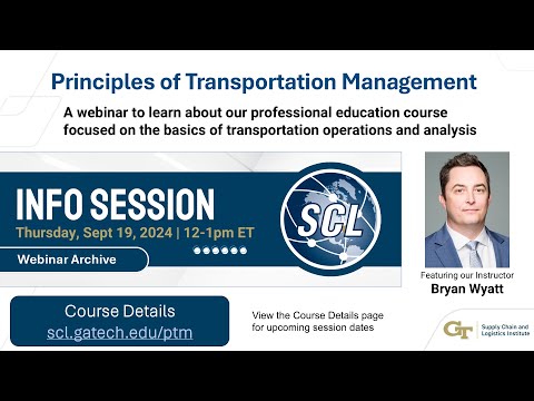 Principles of Transportation Management Course Information Session