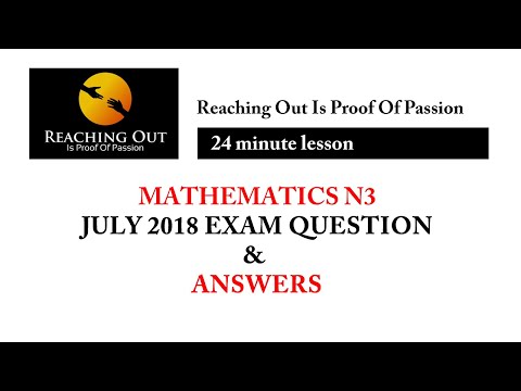 Mathematics N3 July 2018 Exam Question paper and Answers