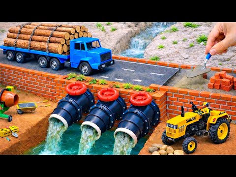 DIY a Mini Brick & Concrete Bridge with 3 Water Valves for Heavy Trucks After the Storm