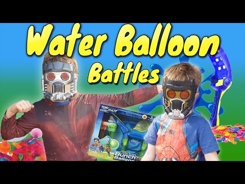 StarLord Water Balloon Battle - Bunch O Balloons SLINGSHOT Vs Launcher