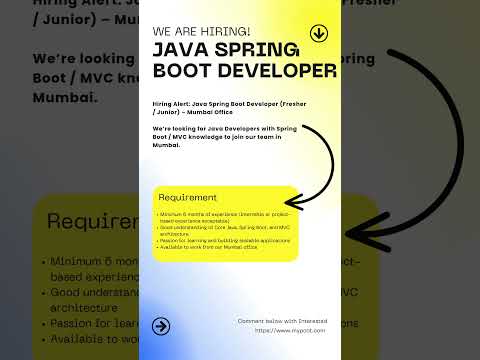 🚨Java Spring Boot Developer Jobs in Mumbai Fresher Apply Now /Mypcot Infotech Careers