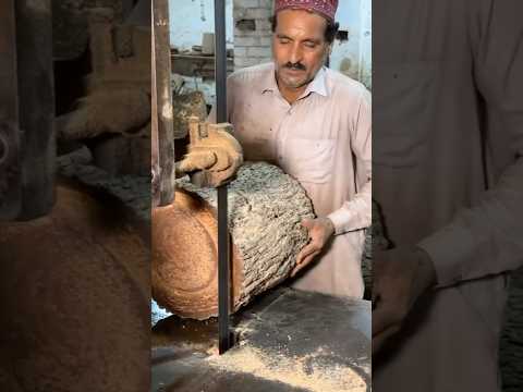 Wood turning into Muscle Dhole #makingwooden #dhol #dholak #shorts