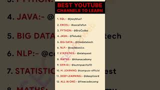 12 Best YouTube Channel To Learn Data Science #shorts #youtubeshorts #ai #datascience #tools #tool
