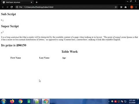 html basic structure part 4 in hindi
