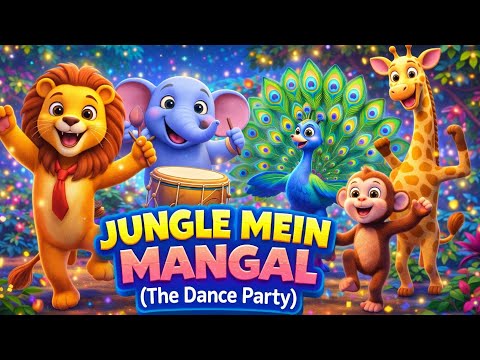 Jungle Mein Mangal 🦁🐒 | Dance Party Song 💃 | Kids Hindi Rhymes 🎶 @kidsbabyrhymesworld