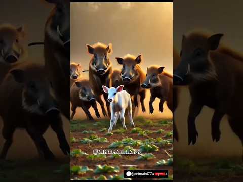 Brave Mother 🐄🔥 Fights  & Wild Boars 🐗 to Save Her Calf!"#shorts #ytshorts #subscribe