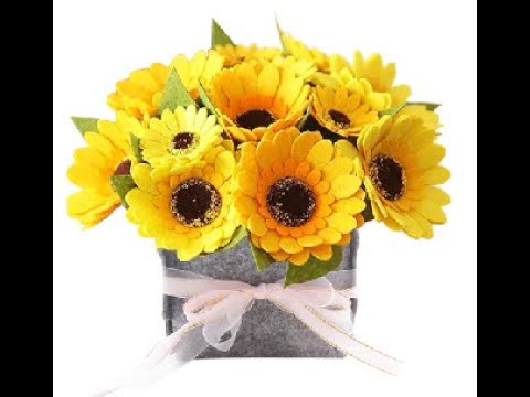 Felt sunflower pot