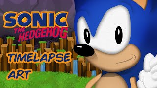 SONIC - Digital Art Time lapse - Retro Game Art