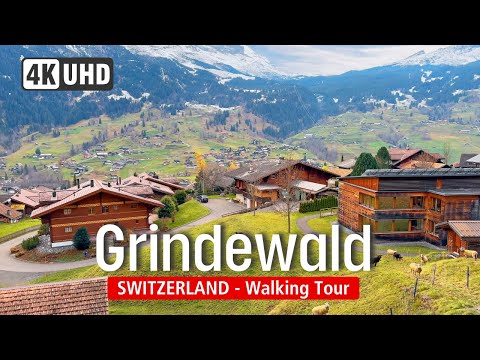 GRINDEWALD Walking Tour: Discover Swiss Magic on this Grindewald Walk 🇨🇭 🍂 (4K 60fps)