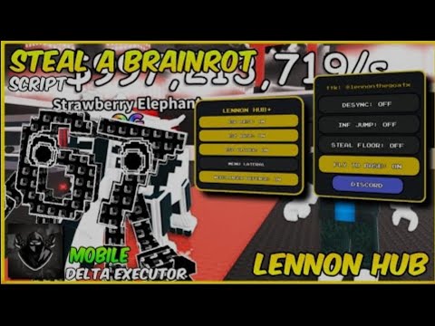 🔥 Lennon Hub GUI – Anti Hit, Best Brainrot, Infinite Jump & More! 💪 | Roblox Script Showcase