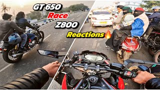 GT 650 Wants to Race a Z800 😈 | Street Public Reaction🔥