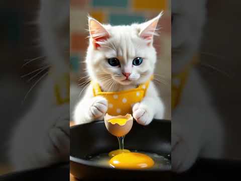 Cat chef fried rice tutorial  #cat #catcooking #cutecat