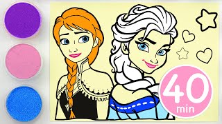 Sand painting princess Frozen Elsa Anna + more coloring children’s videos