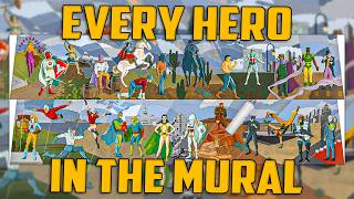 The 25 Heroes in the DCU Hall of Justice Mural
