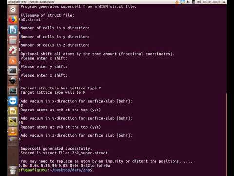 ZnO nanowire building tutorial using wien2k