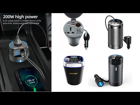 🚗 Car Power Inverters (150/200 Watts) | Cup-Shaped Car Power Inverter DC 12V to AC 220V Car Inverter